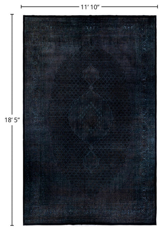 Overdyed, One-of-a-Kind Hand-Knotted Area Rug Black, 11'10"x18'5"