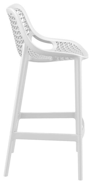 Home Square Polypropylene Patio Bar Stool in White - Set of 2