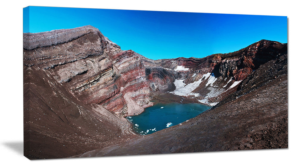 Volcano Kamchatka Panorama, Landscape Canvas Wall Art, 32"x16"