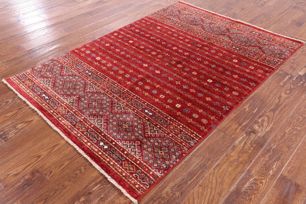 Hand-Knotted Super Kazak Khorjin Rug 4' 2" X 6' 1" Q5682