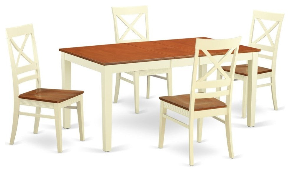 Niqu5-Whi-W, 5-Piece Dinette Set, Kitchen Table and 4 Dining Chairs