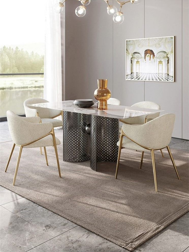Light Luxury Postmodern Minimalist Dining Chair, Beige