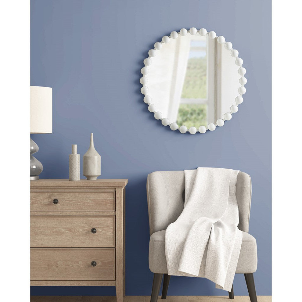 Madison Park Signature 27" White Round Iron Framed Wall Decor Mirror
