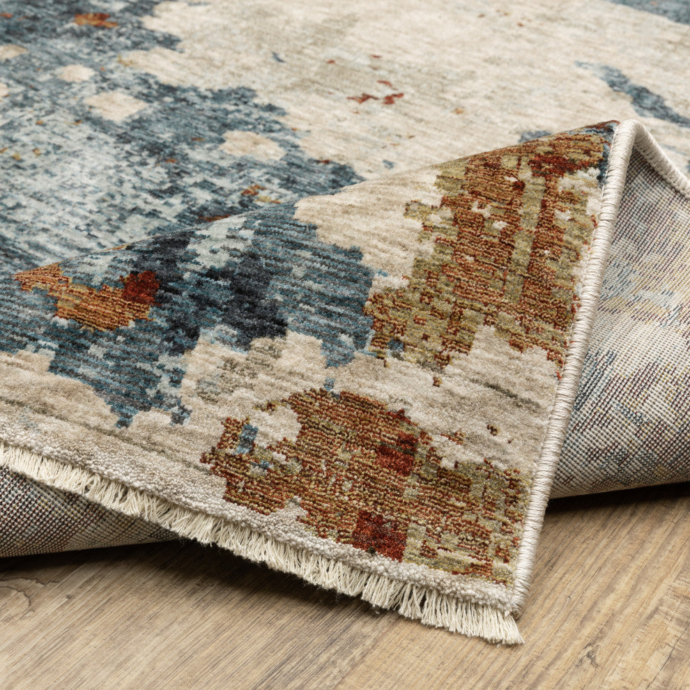 Harlan Modern Cosmic Splash Polyester Area Rug 6'7" x 9'6"
