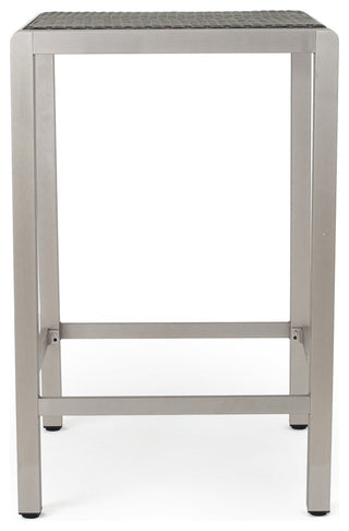 GDF Studio 3-Piece Capral Outdoor Gray Wicker Bar Set