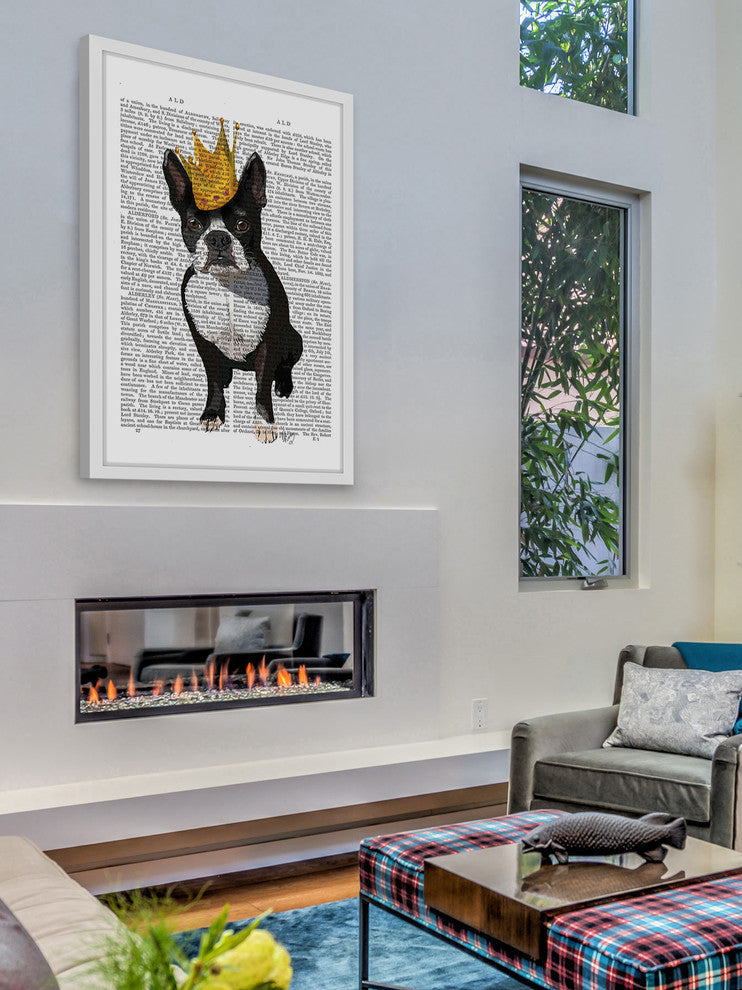 "Boston Terrier Crown" Framed Painting Print, 12"x18"