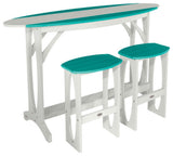 Shoreline 3-Piece Bar Height Balcony Set, White and Seaglass Blue