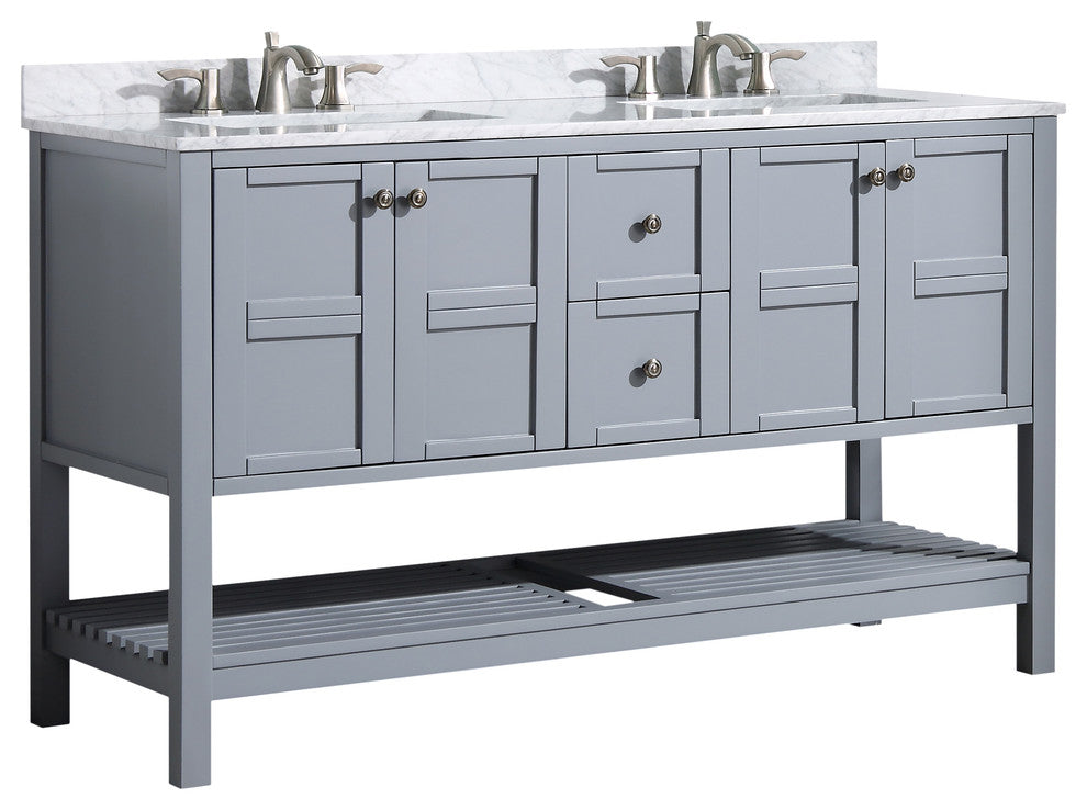 ANZZI Montaigne 60" x 36" Bathroom Vanity with Marble Top and White Basin