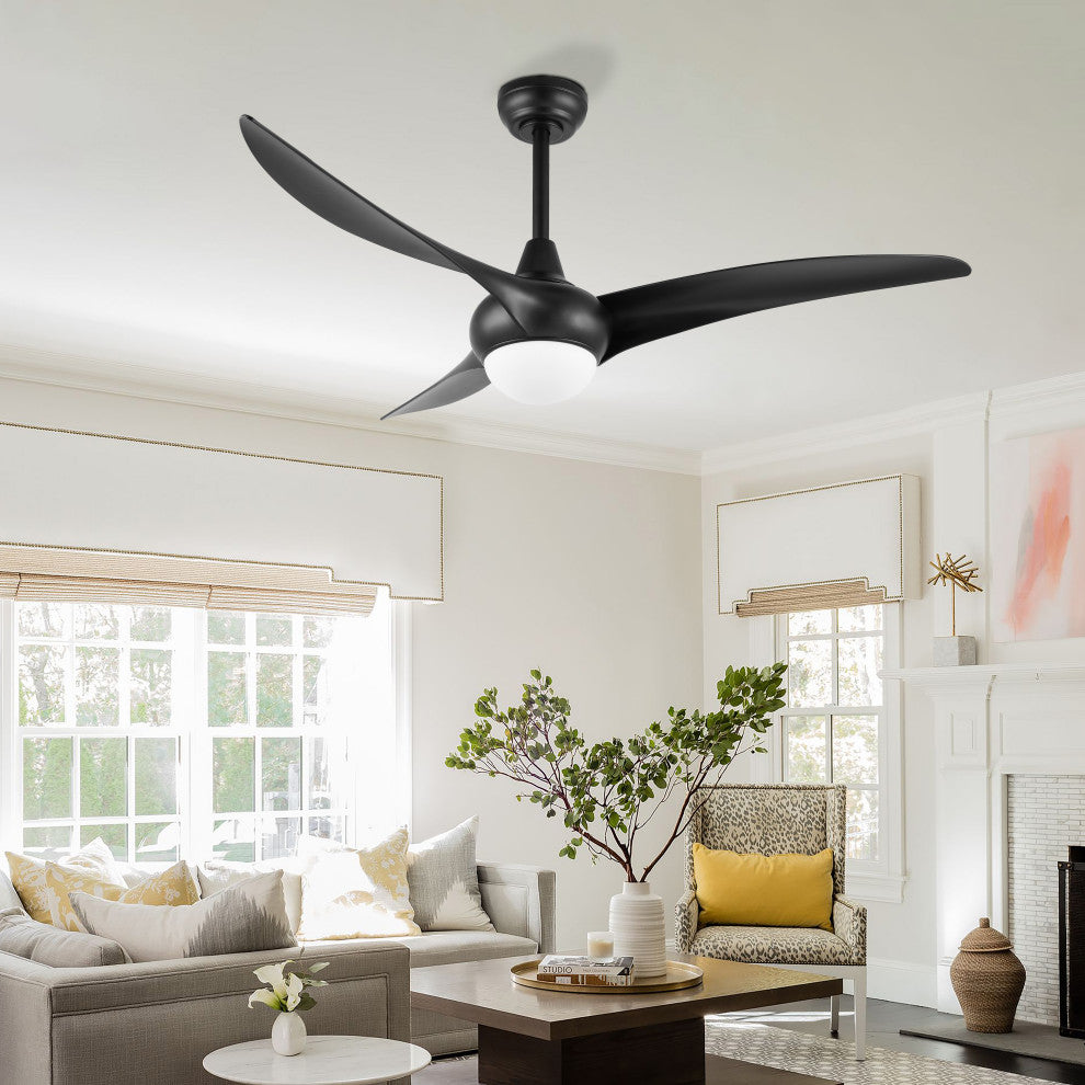 Aviator 52" 1-Light App 6-Speed Retro Swirl LED Ceiling Fan, Black
