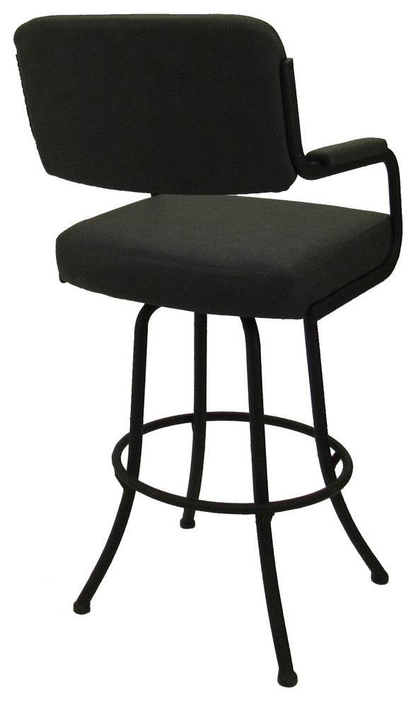Swivel Counter Metal Bar Stool, Black Vinyl - Black, 30"