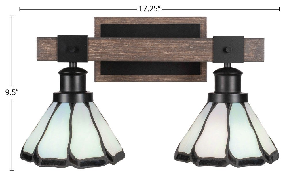 Tacoma 2-Light Bath Bar, Pearl & Black Flair Art