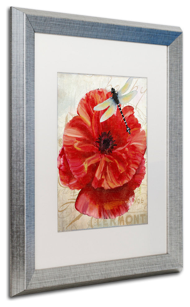 Color Bakery 'Le Pavot Dragonfly', Silver Frame, White Mat, 16x20