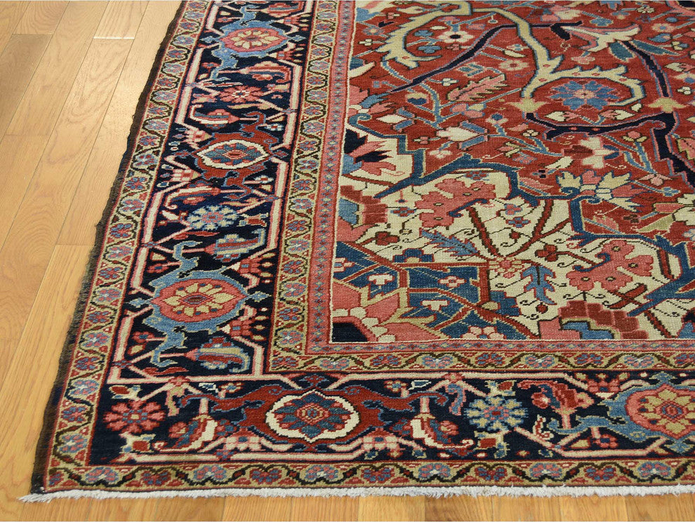 Antique Persian Heriz Handmade Mint Condition Oriental Rug, 8'6"x11'7"