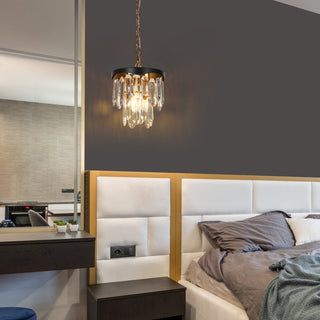 LNC Zephyrine 1-Light 8.5" Modern Mini Crystal Pendant Light, Brass/Black