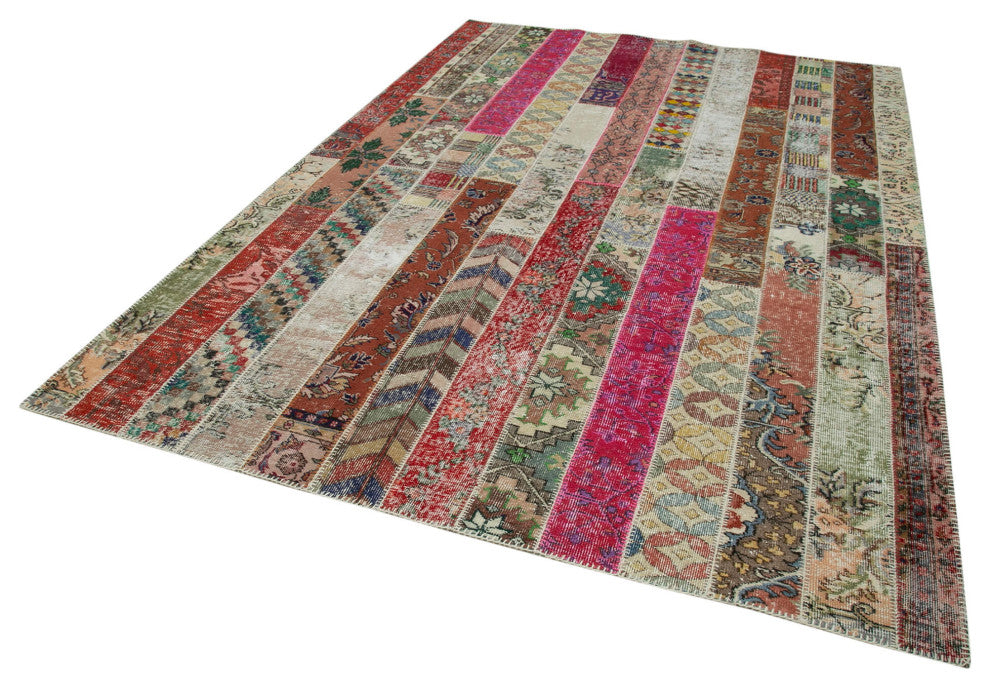 Rug N Carpet - Handwoven Anatolian 6' 8" x 10' 1" Wool Patchwork Area Rug