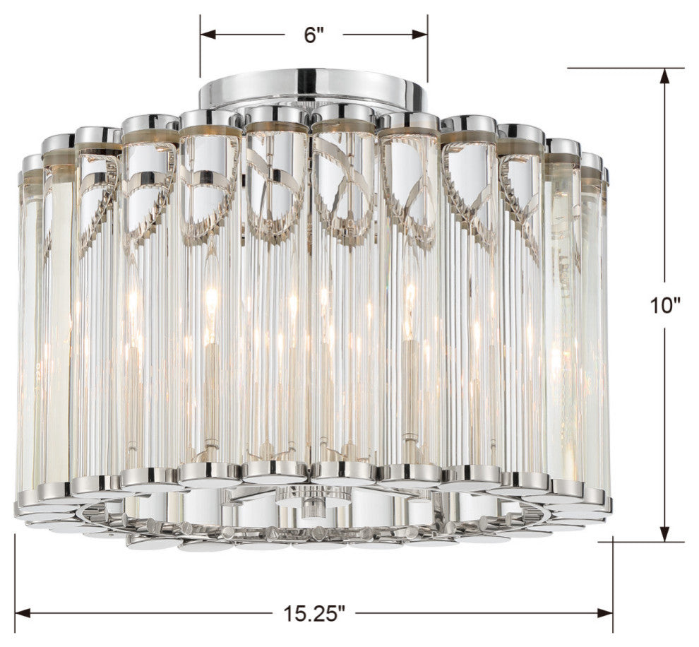 Elliot Four Light Ceiling Mount in Polished Nickel