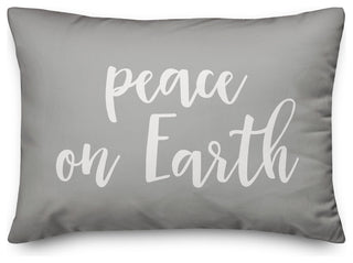 Peace On Earth, Gray 14x20 Lumbar Pillow