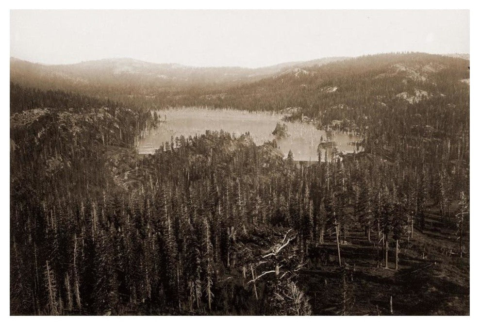 "Dams and Lake, Nevada County, Distant View, about 1871" Paper Art, 20"x14"