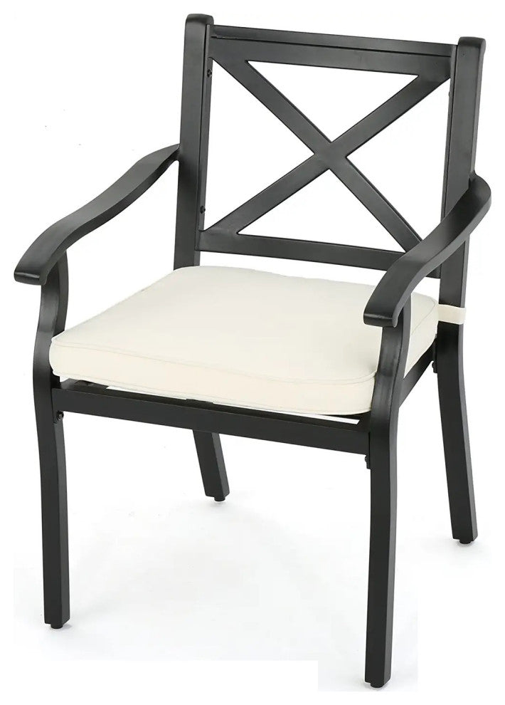 2 Pack Patio Dining Chairs with X-Shaped Back and Water Resistant Cushions