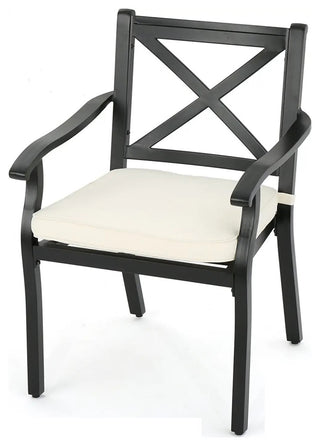 2 Pack Patio Dining Chairs with X-Shaped Back and Water Resistant Cushions