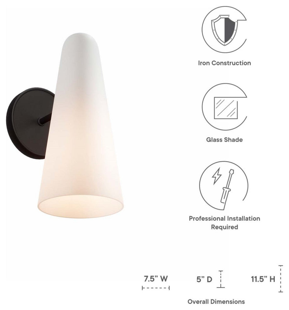 Sconce Wall Lamp Light Fixture, White Black, Glass
