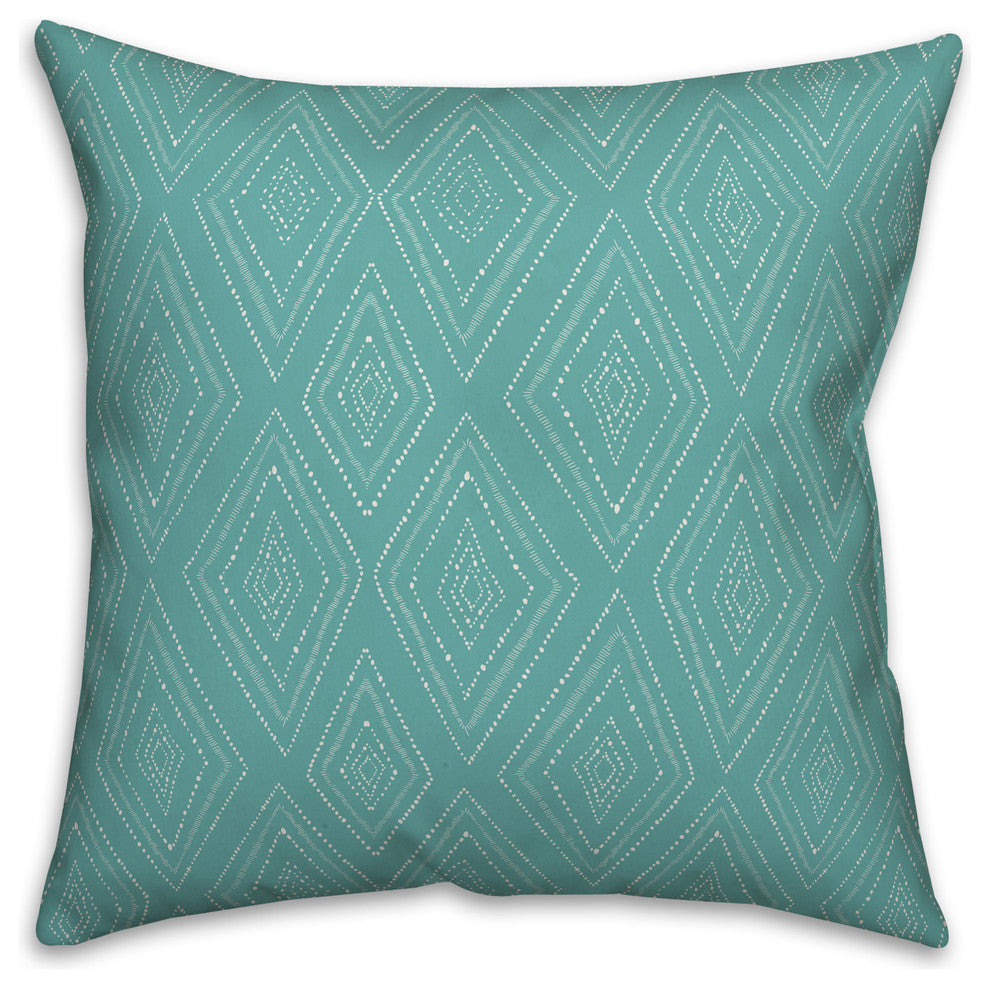Teal Tribal Diamond 16x16 Throw Pillow