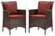 Conduit Outdoor Patio Wicker Rattan Dining Armchair Set of 2 Brown Currant