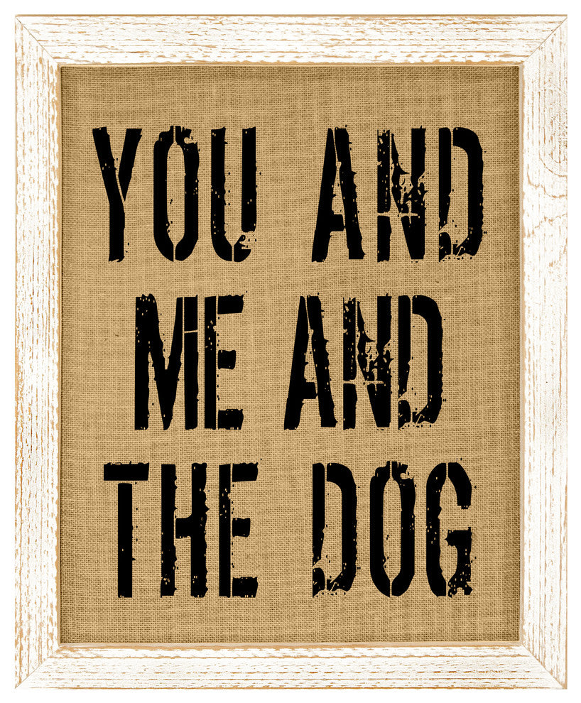You and Me and the Dog Burlap Wall Art