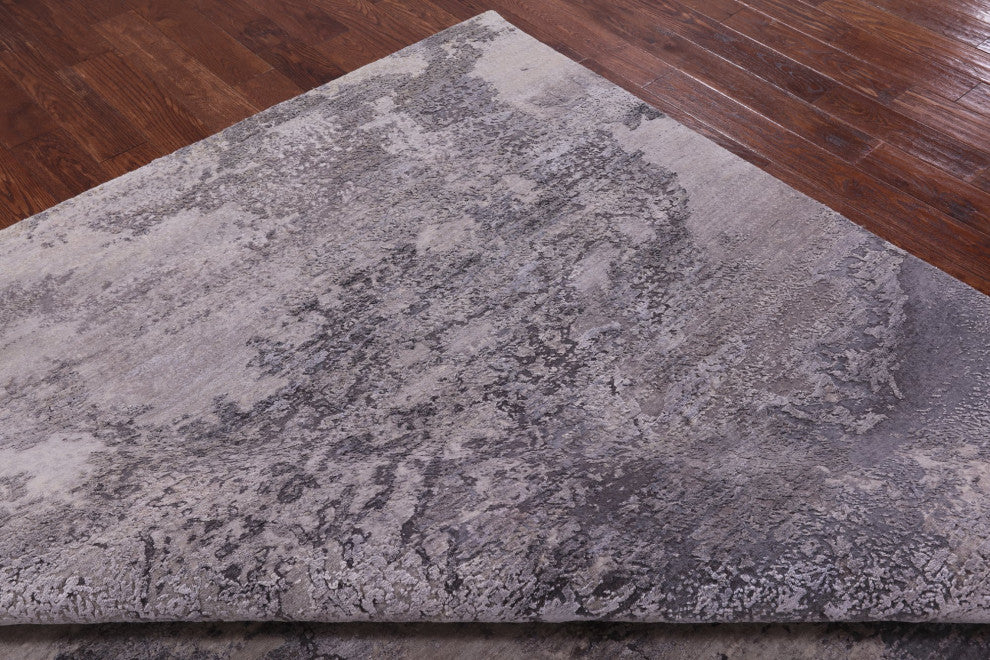 Wool and Silk Abstract Hand-Knotted Rug 7' 11" X 10' 1" Q9044