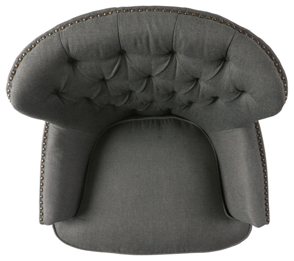 GDF Studio Alfred Royal Vintage Design Upholstered Arm Chair, Gray
