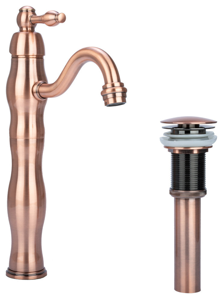 Victorian Vessel Filler with Drain in Antique Copper