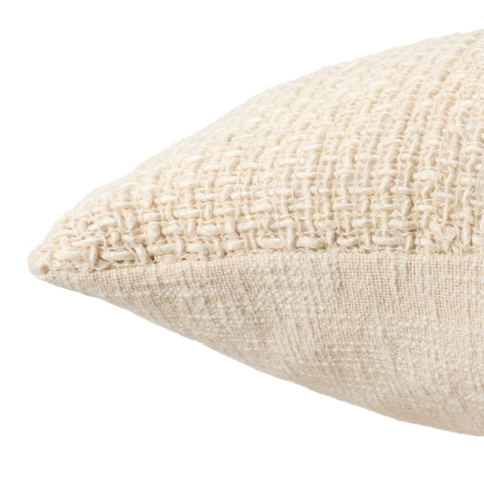 Tordis Solid Pillow 22" Square, Cream, Polyester Fill