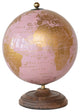 Metal and Plastic Globe on Mango Wood Stand, Pink, Gold, and Natural