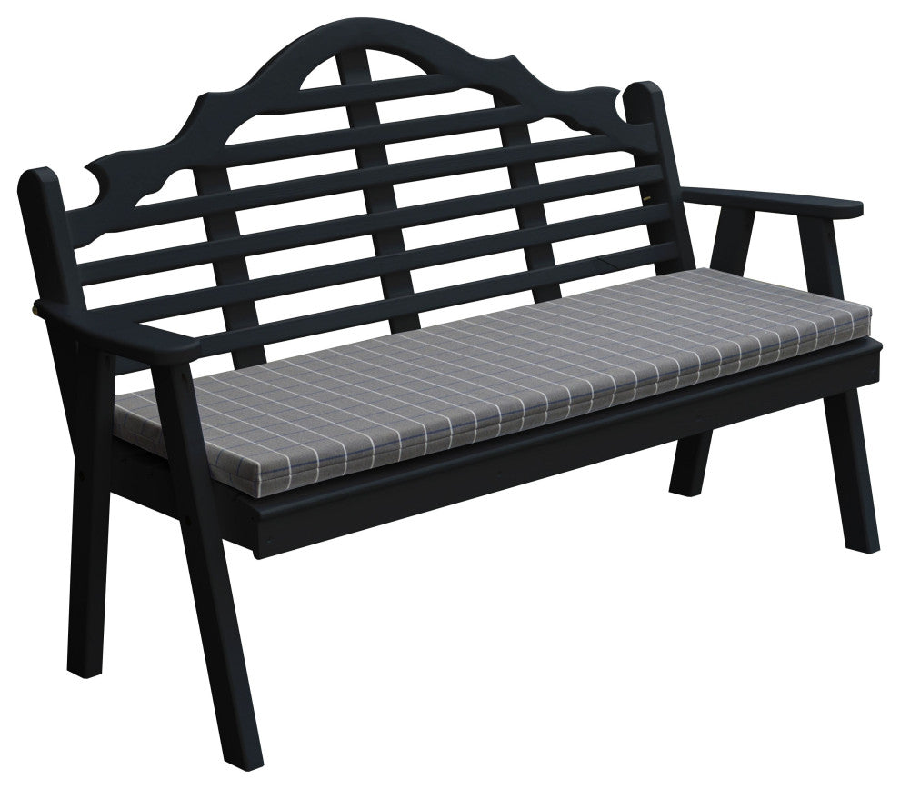 Pine Marlboro Garden Bench, Black, 4 Foot