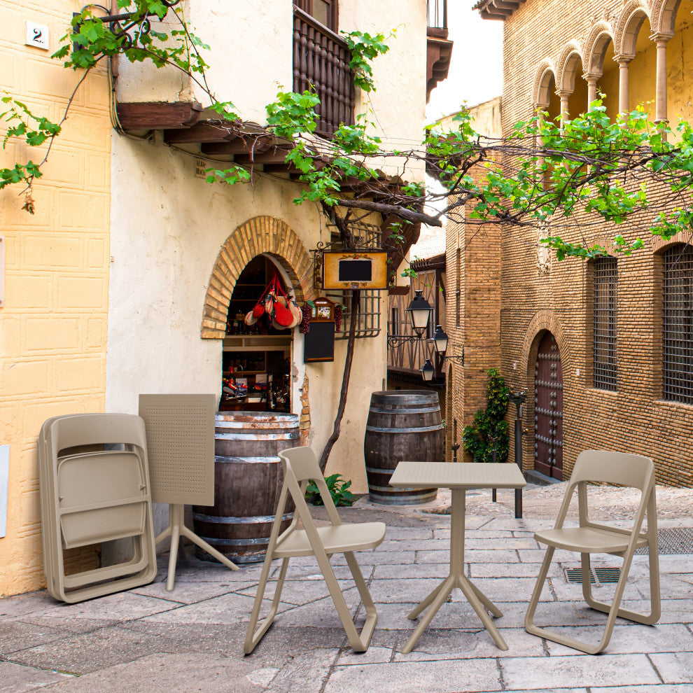 Dream Folding Outdoor Bistro Set With 2 Chairs Taupe