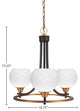 Paramount Uplight 3-Light Chandelier, Matte Black & Brass, 5.75" White Marble