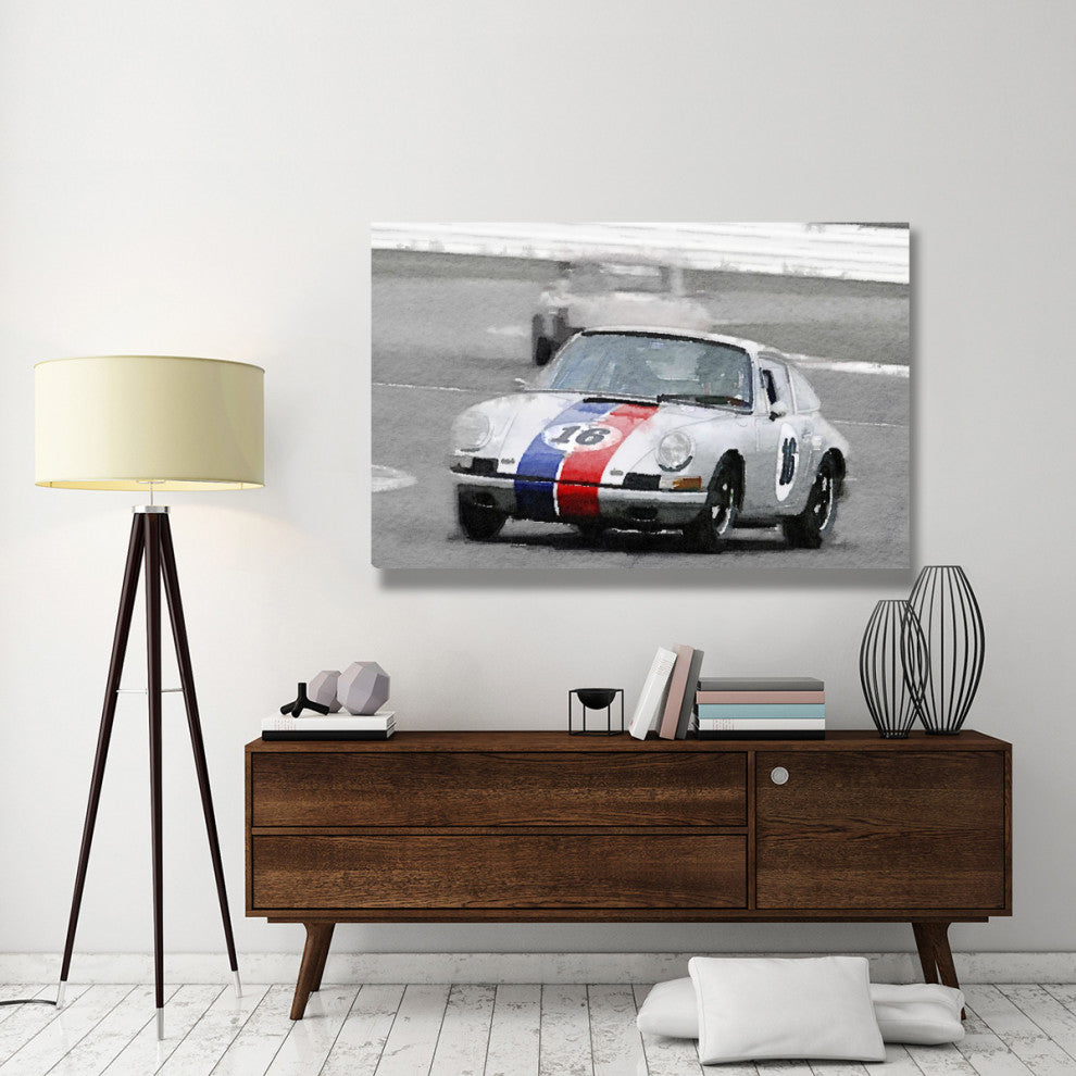 "Porsche 911 Race in Monterey Watercolor" Fine Art Print