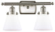 Small Cone 2-Light Bath Vanity-Light, Brushed Satin Nickel, Matte White