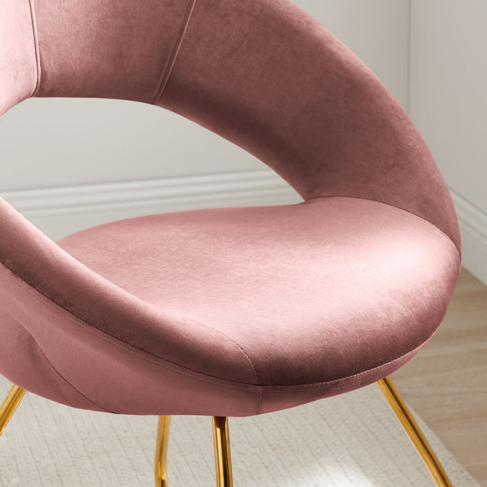 Side Dining Chair, Set of 2, Pink Gold, Velvet, Modern, Cafe Bistro Hospitality