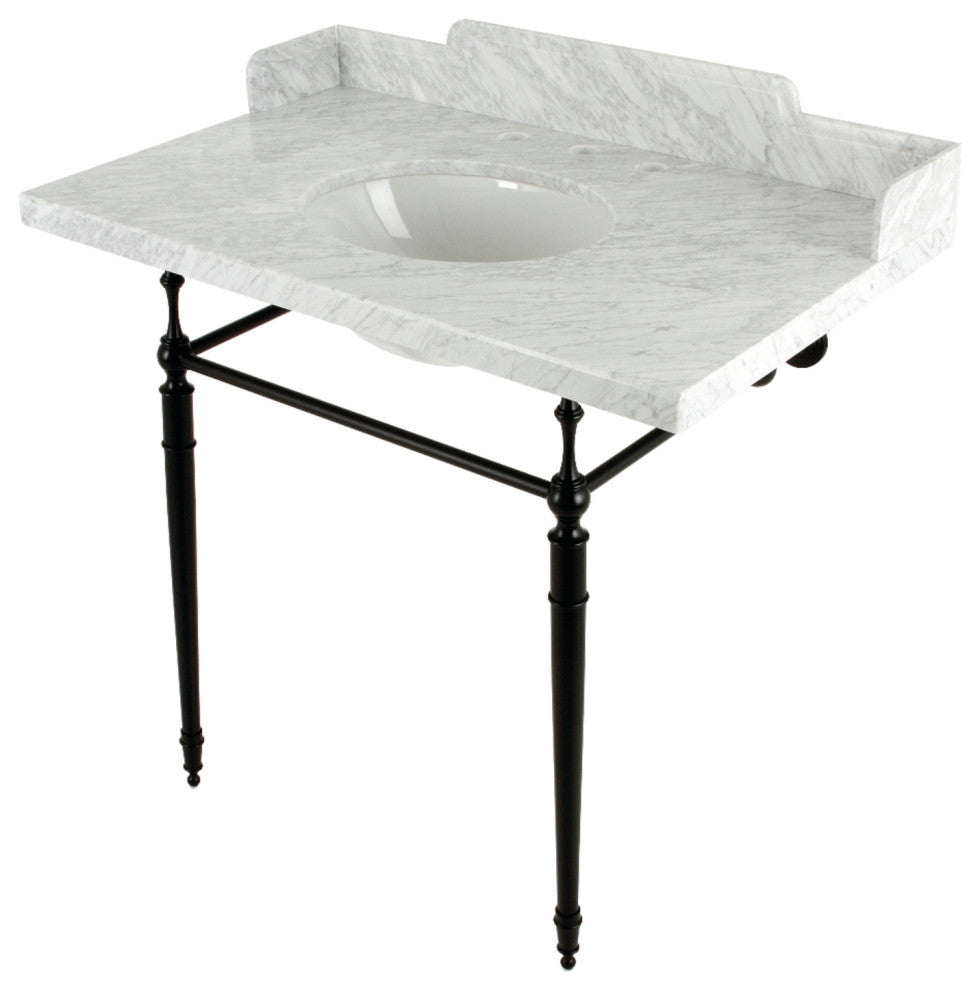 Kingston Brass LMS3622M80 36" Carrara Marble Console Sink, Legs