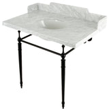 Kingston Brass LMS3622M80 36" Carrara Marble Console Sink, Legs