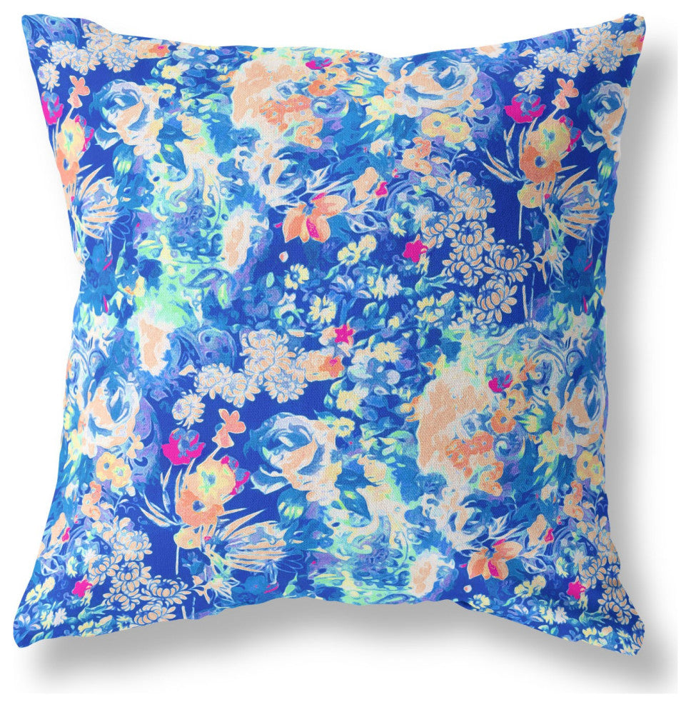 20" Bright Blue Springtime Indoor Outdoor Throw Pillow