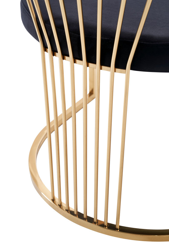 Modrest Linda, Modern Black Velvet and Gold Dining Chair