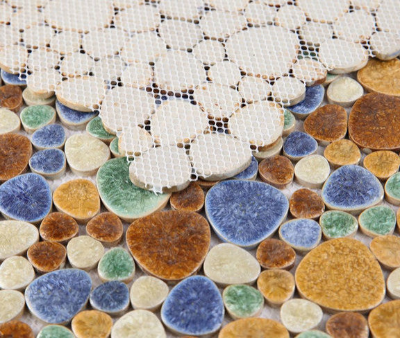 Mosaic Porcelain Tile Mancala Pebble Series - Coral - Floor Wall Tile