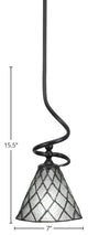 Capri Stem Mini Pendant In Matte Black Finish With 7" Diamond Ice Art Glass