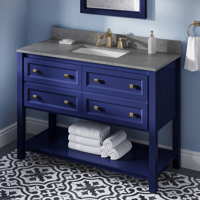 Adler Transitional 48" Hale Blue Vanity, Steel Grey Cultured Marble Vanity Top