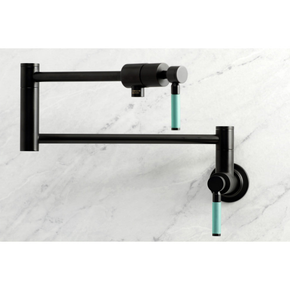 Kingston Brass KS4100DKL Kaiser Wall Mount Pot Filler, Matte Black