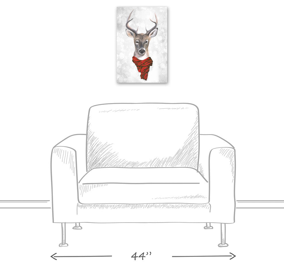 "Reindeer Wearing Red Scarf" Canvas Wall Art, 12x18