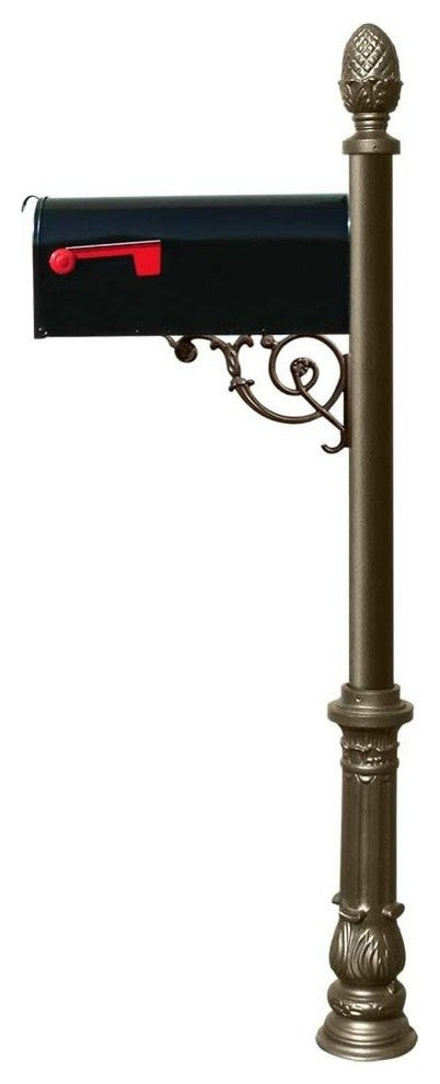Lewiston Post System-E1 Economy Mailbox, Mounting Plate, Ornate Base, Bronze