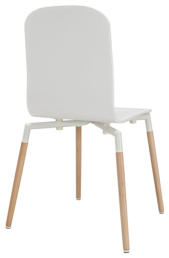 Modern Contemporary Kitchen Wood Dining Chairs and Table Set of 5 White